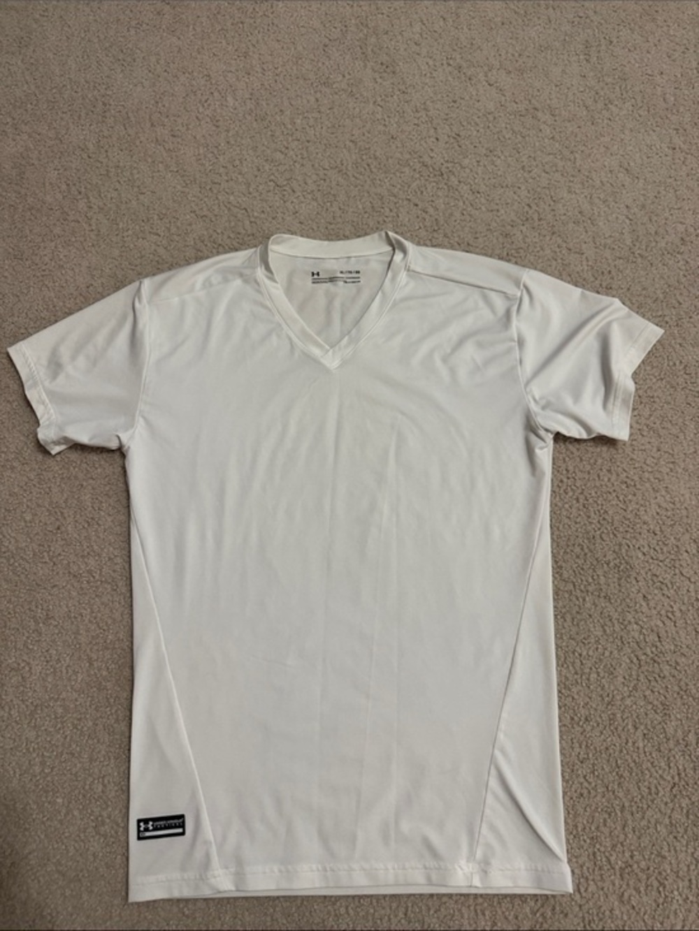 Under Armour Mens White Compression V Neck Tee XL